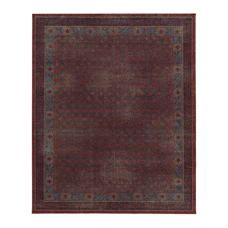 Distressed Homage Hand Knotted Wool Floral Area Rug, Runner 3' x 10'