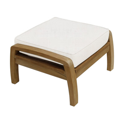 Repose-pieds d'extérieur en teck avec coussin Sunbrella Ortega