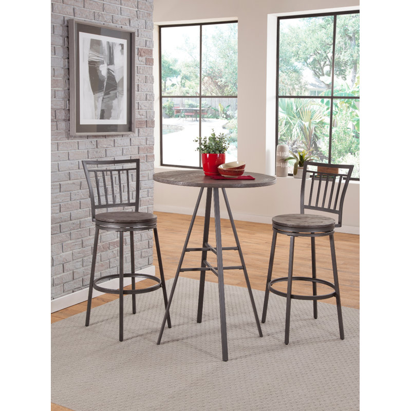 Kanagy Swivel Counter Stool with Metal Frame, Counter Stool (25" Seat Height), Dark Driftwood