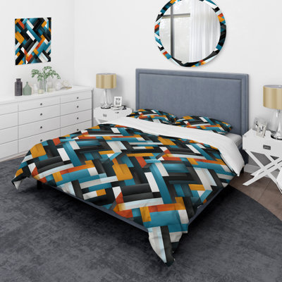 Ensemble de housse de couette en microfibre bleu / noir