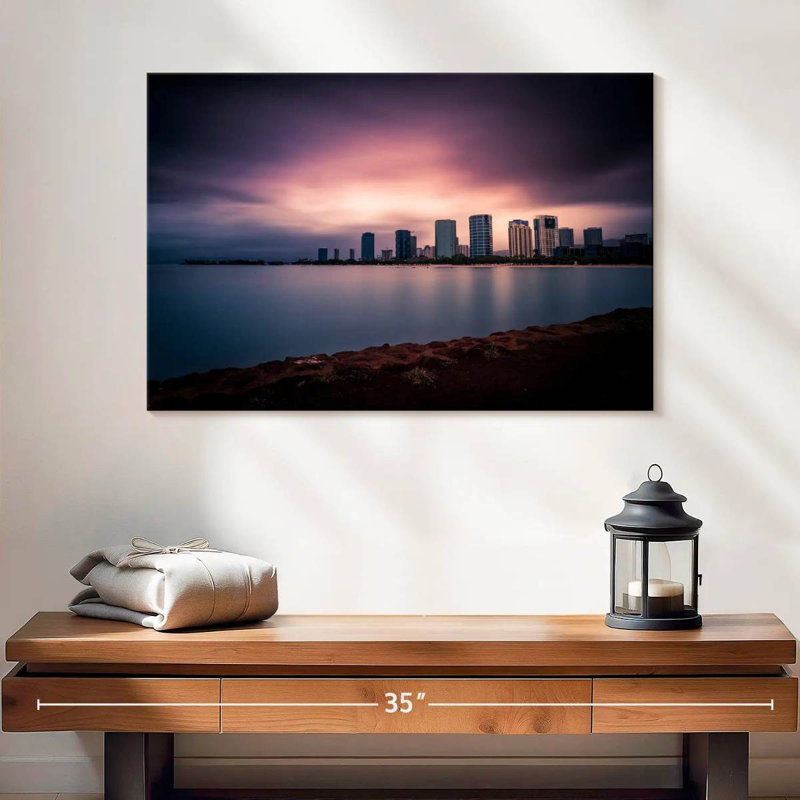 Sirecc Honolulu, coucher de soleil mauve, horizon, H 8 po x l 12 po