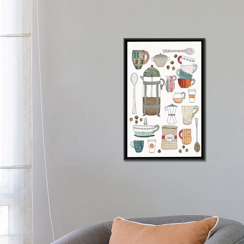 «Coffee Chart II», impression sur toile, H 26 po x l 18 po x P 1,5 po, Toile avec cadre noir, Pas de tapis