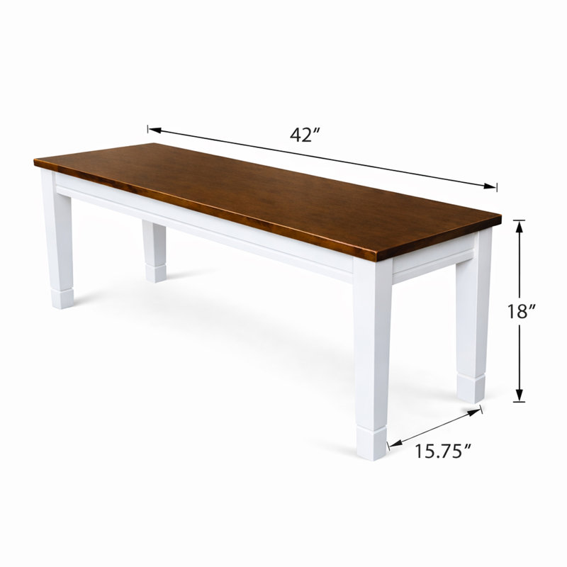 Banc de salle à manger moderne Halvorsen, chêne sale / bois d'hévéa massif blanc
