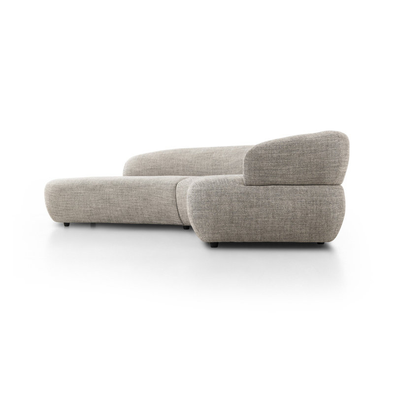 Gray Curved Polyester Blend 2-Piece Sectional Sofa