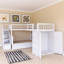 Lit superposé simple en L simple avec 3 tiroirs, bureau portatif et garde-robe-564796712
