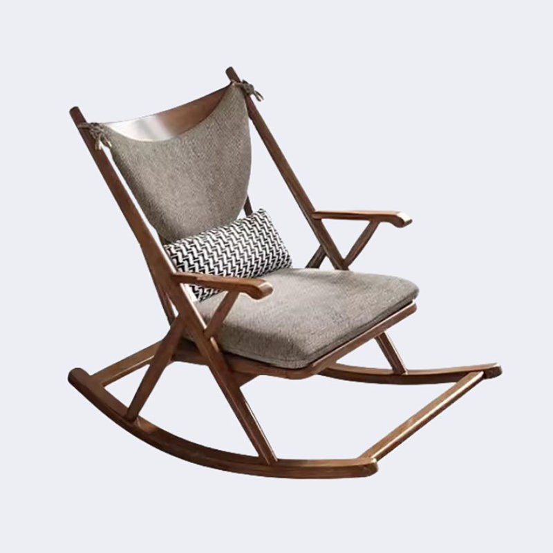 Chaise berçante en bois massif Nordic, Brun