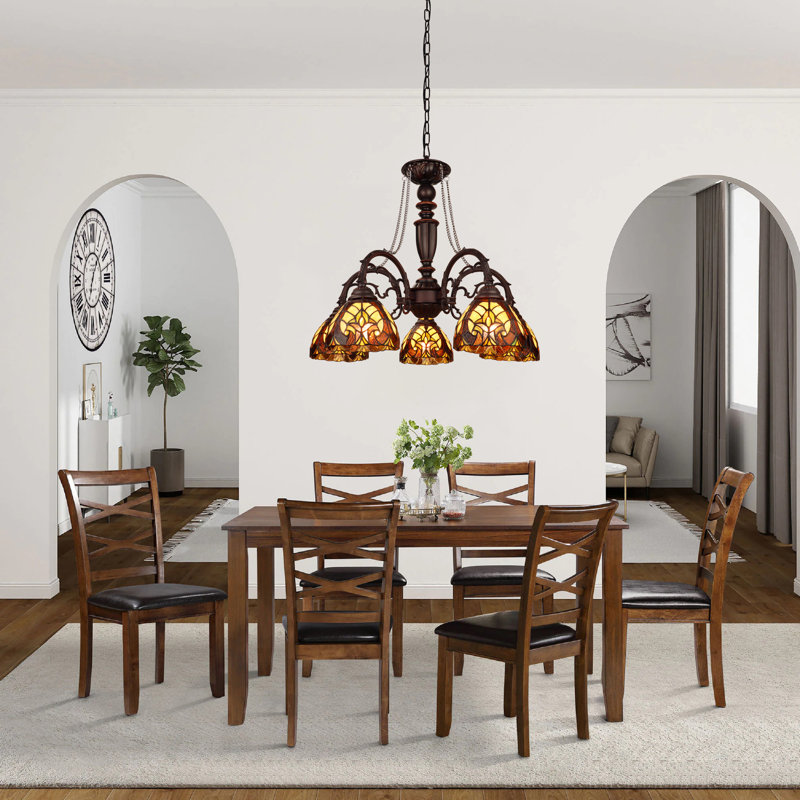 Kasson 5 - Light Glass Dimmable Classic / Traditional Chandelier, Yellow
