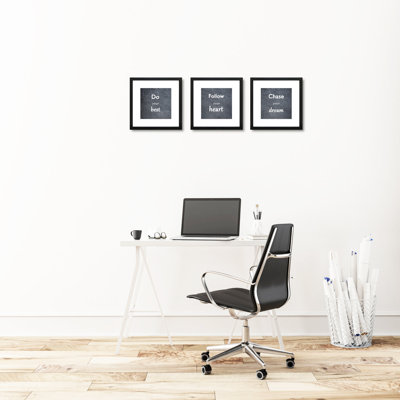12x12 Black Picture Frame Set of 3 for Pictures 8x8 with Mat or 12x12 Without Mat, Wall or Tabletop Gallery Photo Frames with Real Glass
