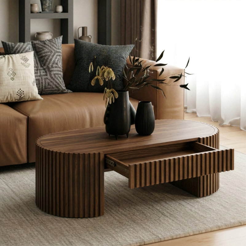 Clova - Modern Walnut Coffee Table, Walnut