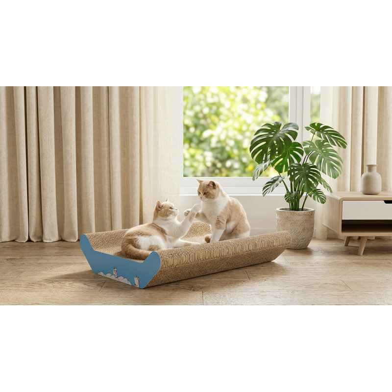 Grand griffoir en carton pour chat, planche à gratter ondulée 22,8 x 16,5 po pour chats d'intérieur, protecteur de meuble
