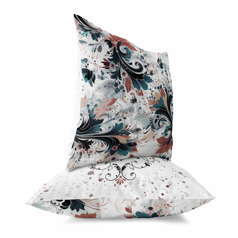 Coussin décoratif réversible Motif Whirlwinds, Orange / turquoise, H 18 po x l 18 po