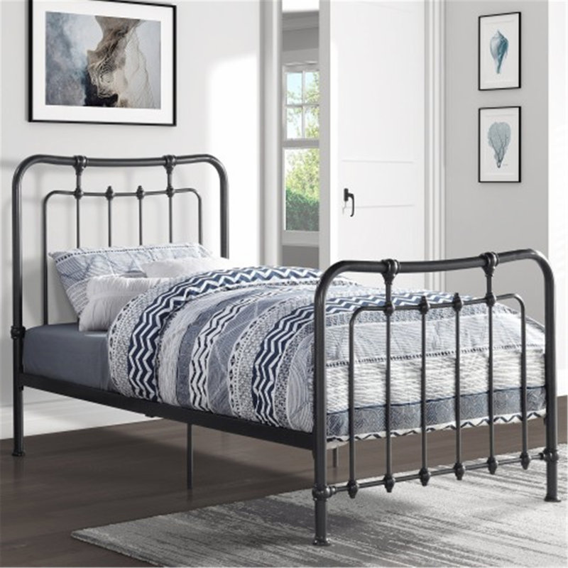 Lit plateforme, cadre de lit en métal pour chambre à coucher, Lit simple