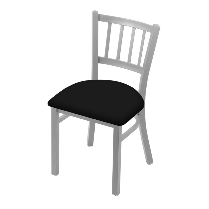 Chaise Contessa 610, Nickel anodisé, Vinyle - Vinyle noir