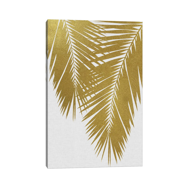 Palm Leaf II Gold by Orara Studio - Wrapped Canvas Painting, 20.32 cm H x 30.48 cm W