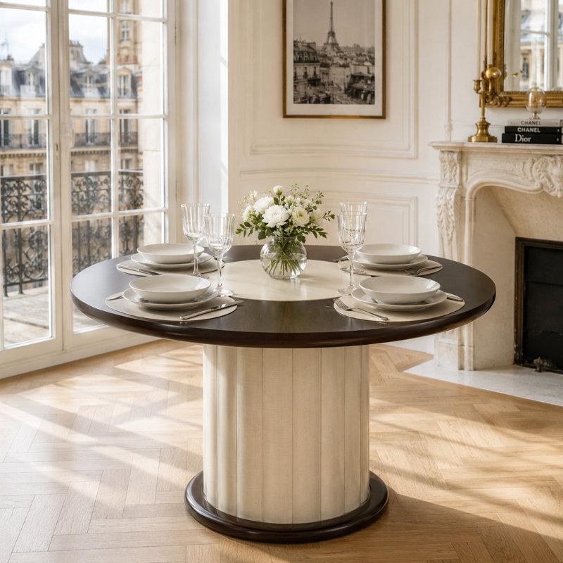 Paris Chic Round Solid Wood Dining Table