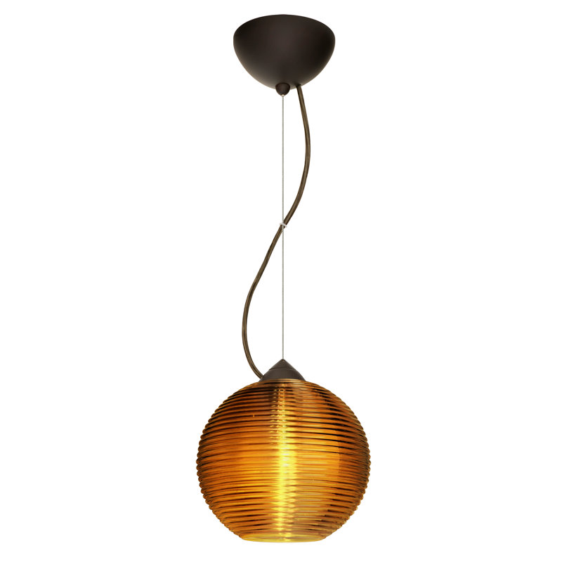 Luminaire sphère suspendu 1 lumières simple Kristall, Bronze brossé, Fumée