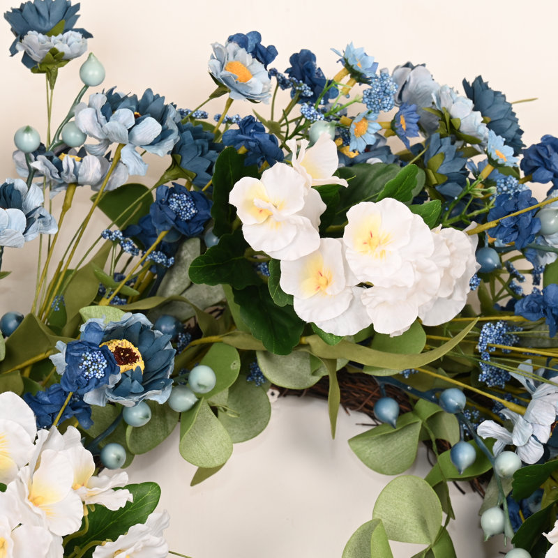 Couronne de porte 22 po, Blanc / Vert / Bleu