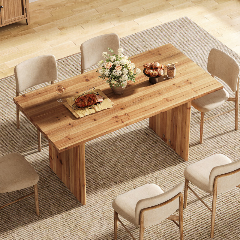 63-Inch Solid Wood Kitchen Dining Table for 4-6