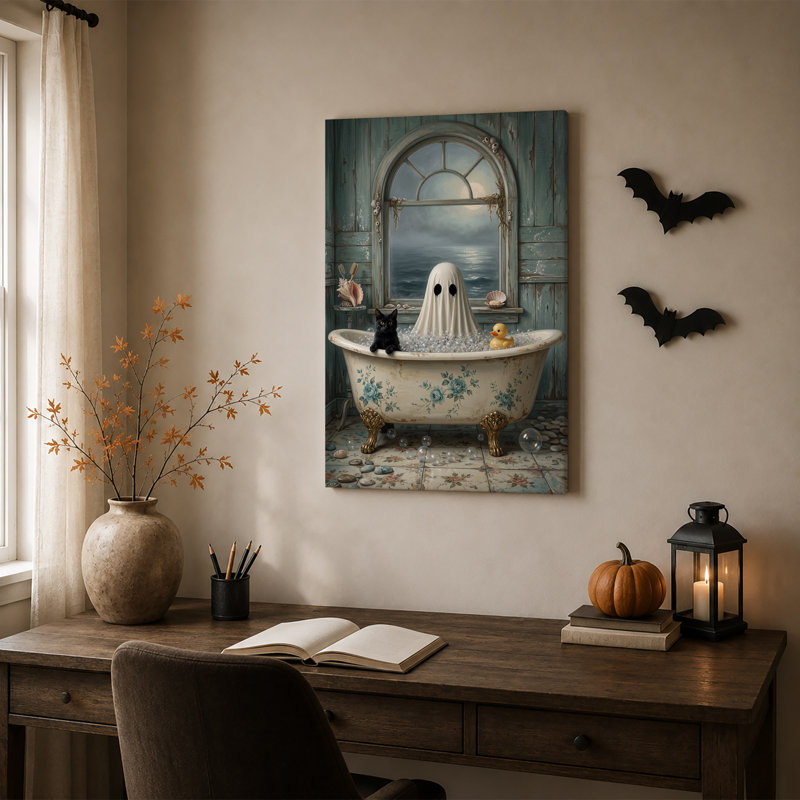 Art mural sur toile, "Ghost and Black", H 18 po x l 12 po