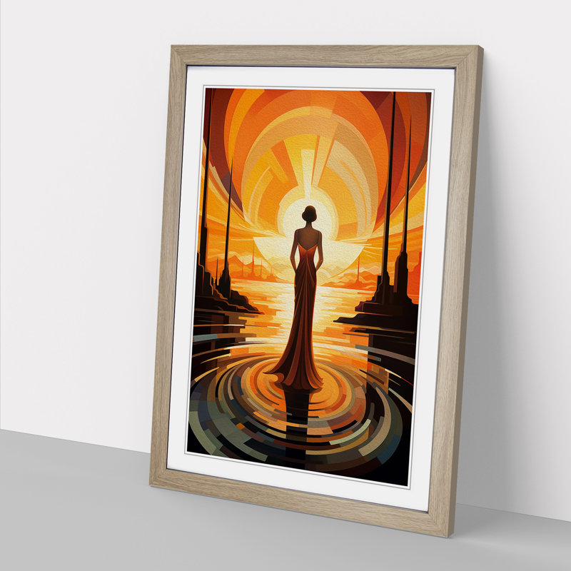Single Picture Frame Print on Wood, Oak Framed, 46cm H x 34cm W