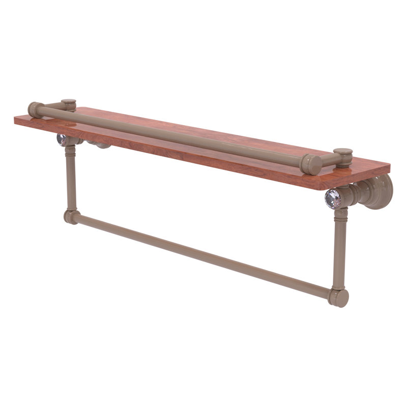 Tablette flottante en cristal Carolina avec barre à serviettes, H 7,4 po x l 22 po x P 5,54 po, Beige ombré