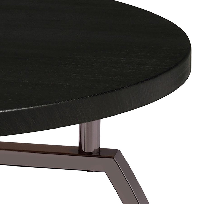 Contemporary Dark Grey Coffee Table With Black Nickel, Metal Base & Center Shelf, 23 Inches, Home Furnishing Accessory Modern Gray And Nickel End Table, Functional 23x23x23 Living Room