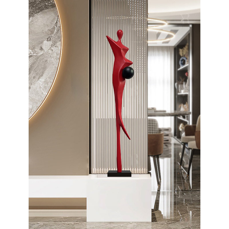 Sculpture italienne en fibre de verre minimaliste italienne, Rouge