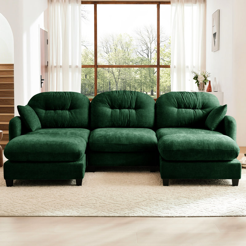 Canapé modulaire à 3 places en chenille avec, plans de combinaison flexibles, siège à haute résilience, coin lecture confortable, chenille, formes diverses, décor d'appartement