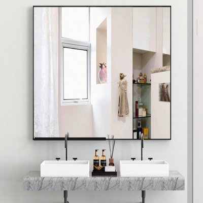 Miroir de salle de bain rectangulaire surdimensionné de 60 po x 40 po avec cadre noir