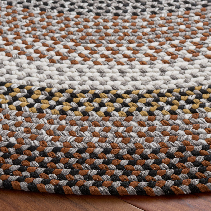 Braided Hand Woven Machine Washable Striped Outdoor Indoor/Outdoor Area Rug, Round 5'