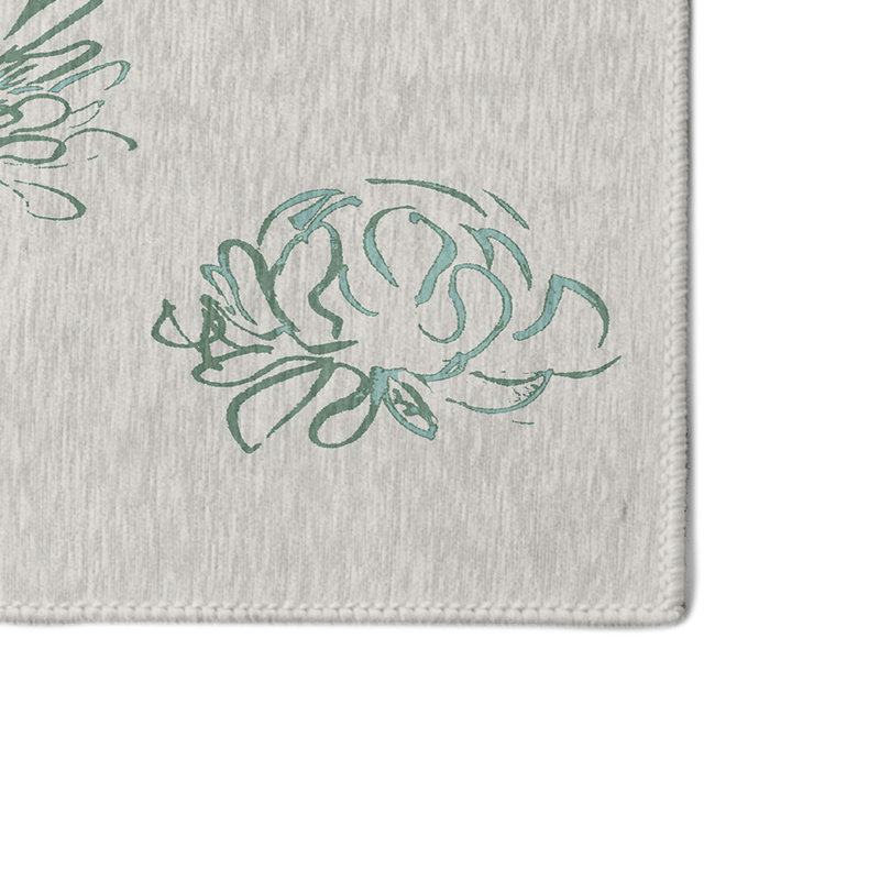Tapis décoratif vert floral alvordton, Rectangle 2 pi x 3 pi