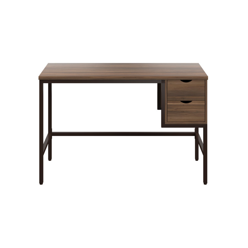 Bouton Metal Base Writing Desk, Walnut, Black