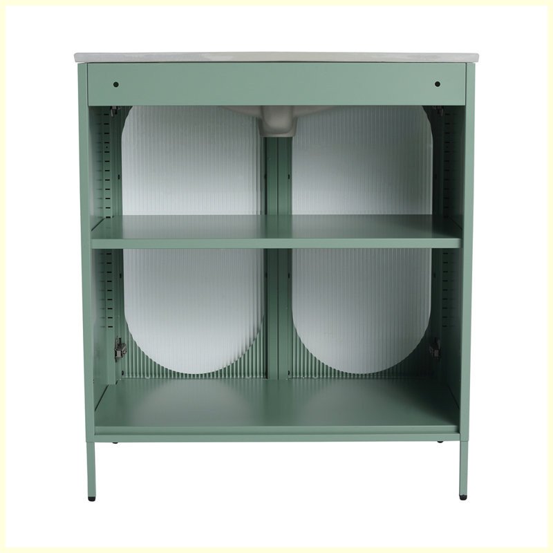 Meuble-lavabo autoportant moderne avec lavabo en céramique, Vert menthe