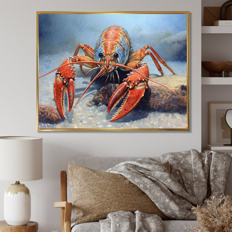 " Freshwater Crayfish I ", Gold Floater Framed, 34" H x 44" W x 1.5" D