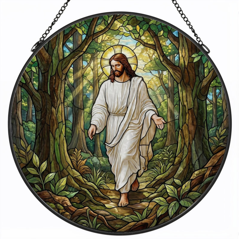 Panneau de vitrail de fenêtre Jésus, H 7,8 po