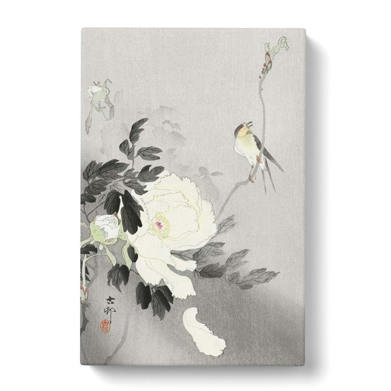 Swallow With Peony by Ohara Koson - Wrapped Canvas Painting, 50cm H x 35cm W x 3cm D