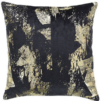 Midnight Gold Foil Print Feather Down Fill Pillow Cover & Insert
