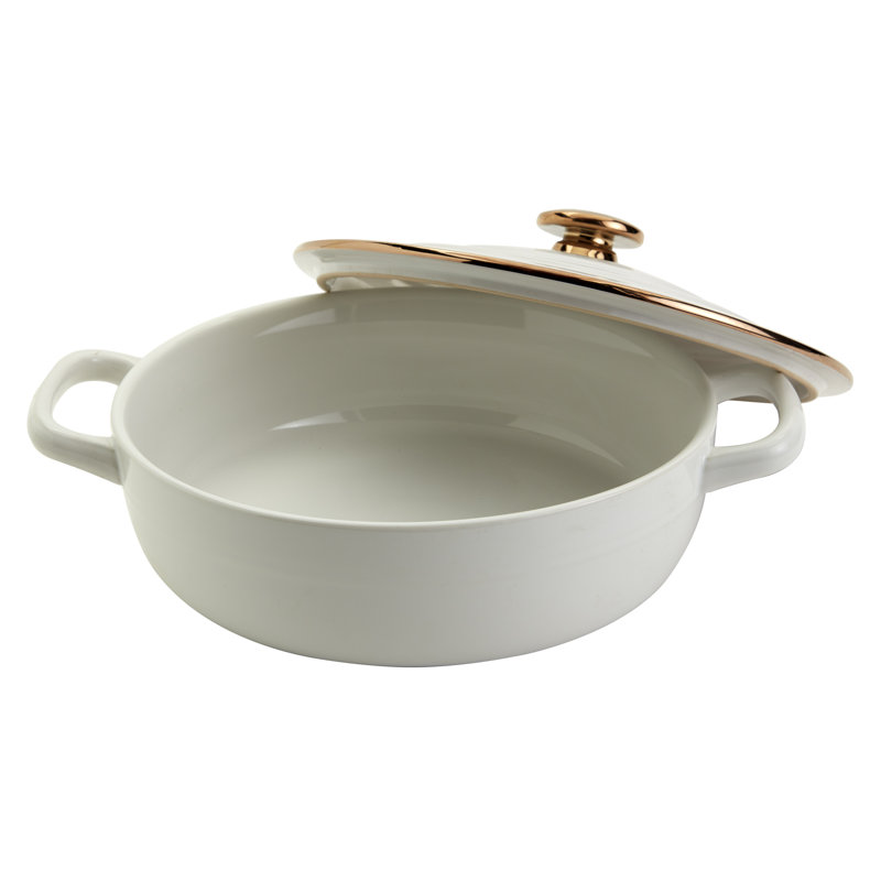 Plat de cuisson en grès de 3 pintes avec couvercle, Danemark Tools for Cooks, blanc