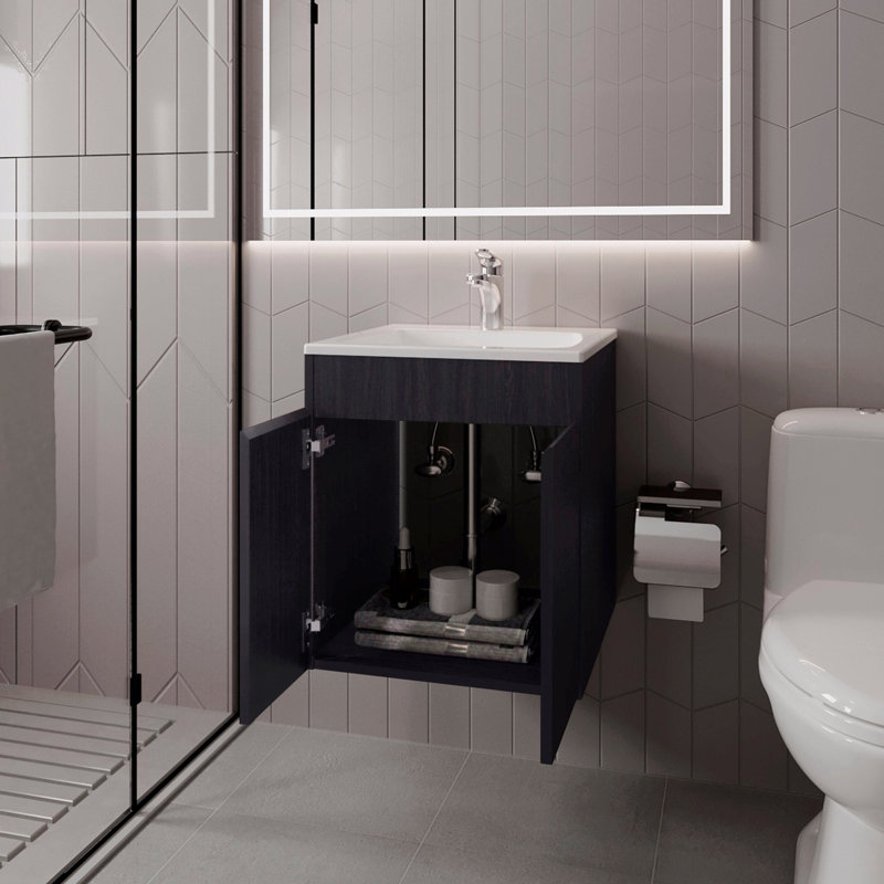 Meuble-lavabo de salle de bain avec deux portes, Noir