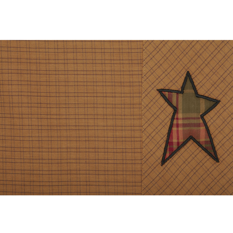 King Size Khaki Plaid Cotton Pillowcase Set with Appliqued Stars