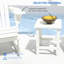 Table d'appoint carrée de 15 po - Extrémité de patio pour porche, piscine, balcon. Capacité de 110 lb, fabrication stable et résistante aux intempéries au fini blanc, capacité de poids,