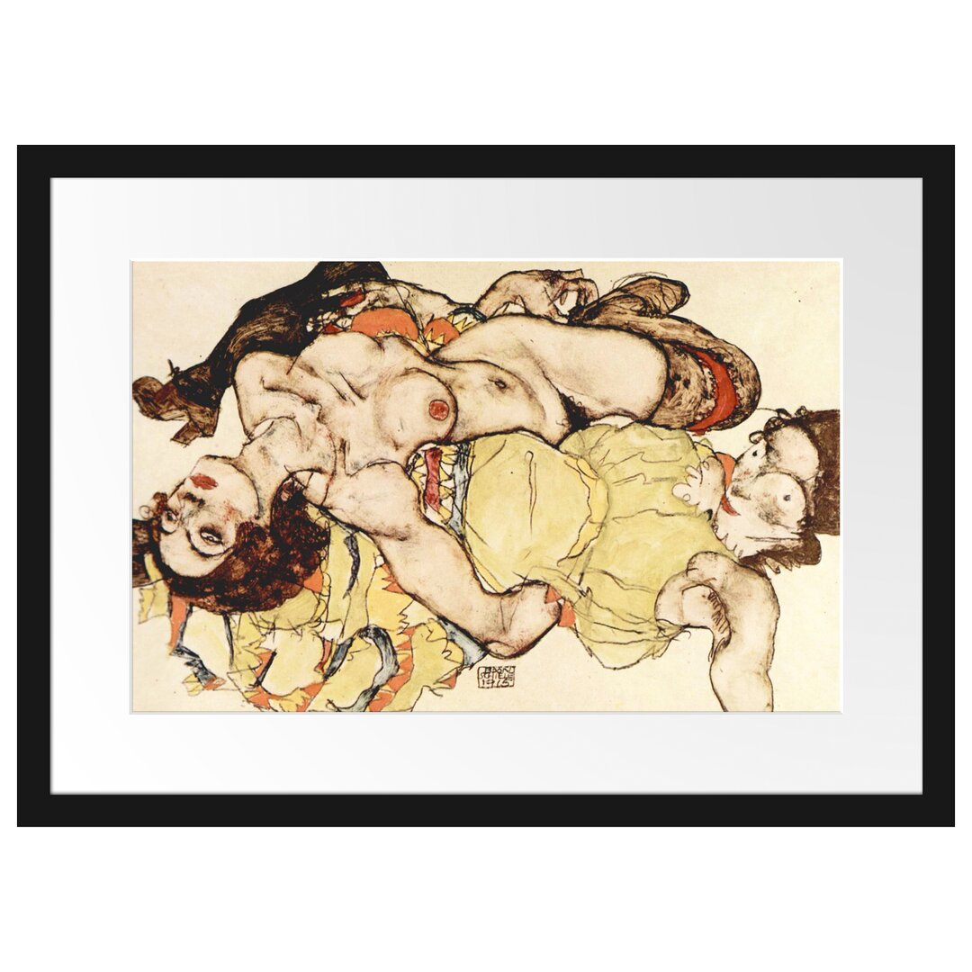 Gerahmter Kunstdruck Women Loving Each Other von Egon Schiele