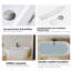 Baignoire de salle de bain autoportante en acrylique 67 pouces, blanc brillant, drain chromé sur pieds.