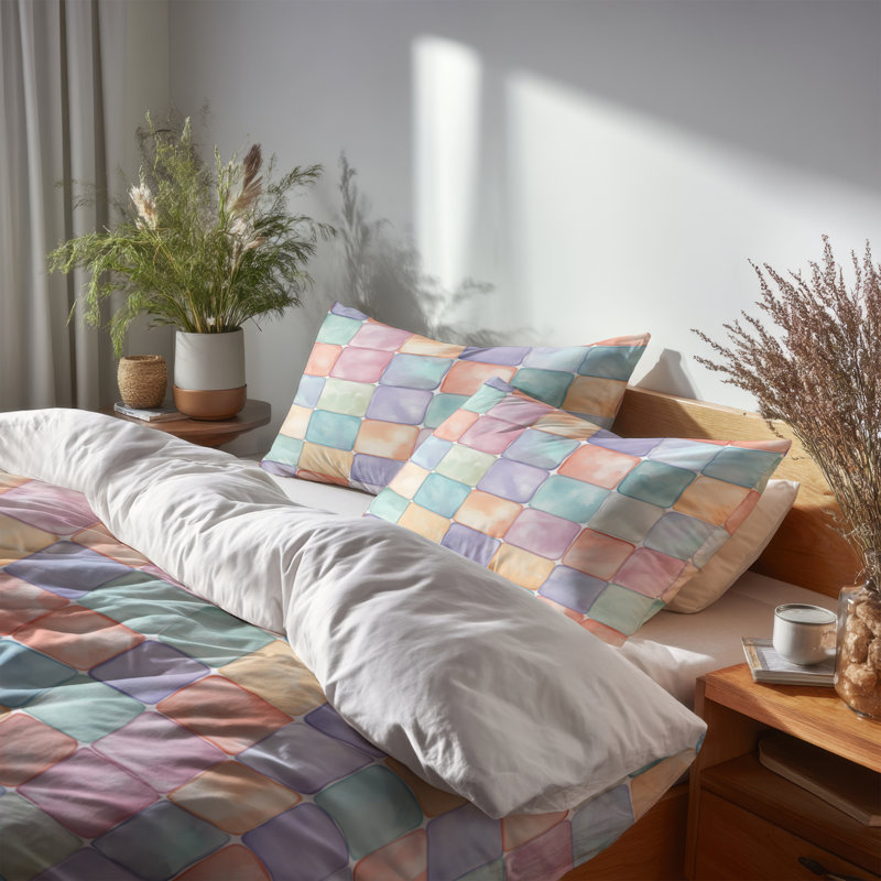 Ensemble de literie 3 pièces Patchwork, Housse de couette très grand et 2 très grandes t