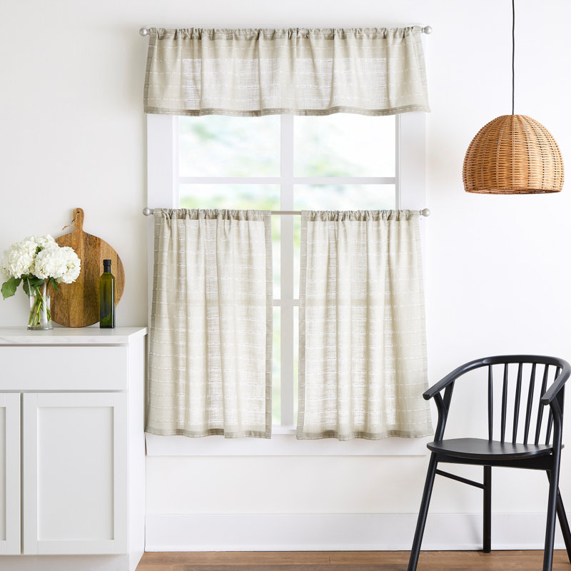 Martha Stewart Ava 60 X 14 Valance And Tier Set Sage
