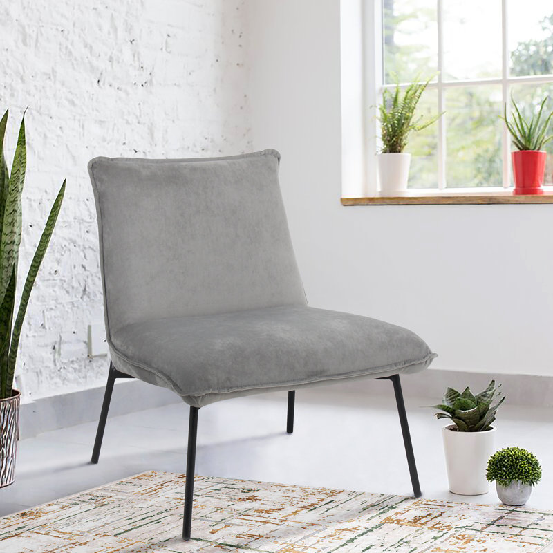 Dora Velvet Slipper Chair, Seal Grey