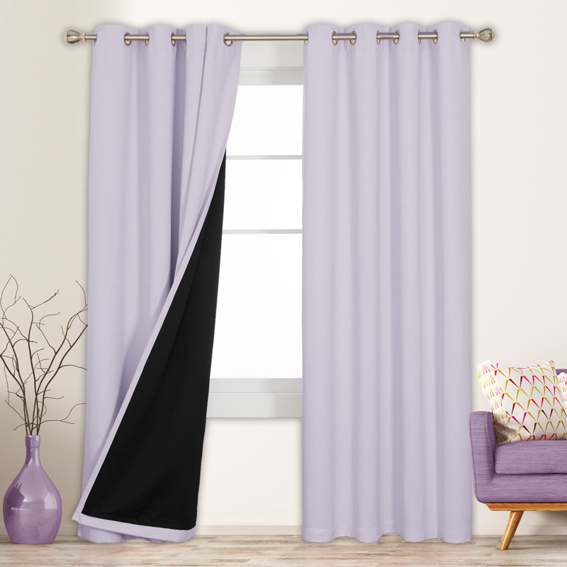 Lavender Faux Silk Blackout Grommet Curtain Panels, 52" x 45"