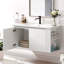 Wall-mounted Floating Bathroom Vanity With Ceramic Sink,free-handle Design,side Open Shelves
