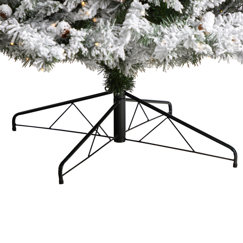 Arbre de Noël en pin floqué avec lumières DEL fixes / constantes, 3 pi H
