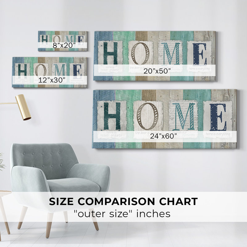 " Home ", 24" H x 60" W x 1.5" D